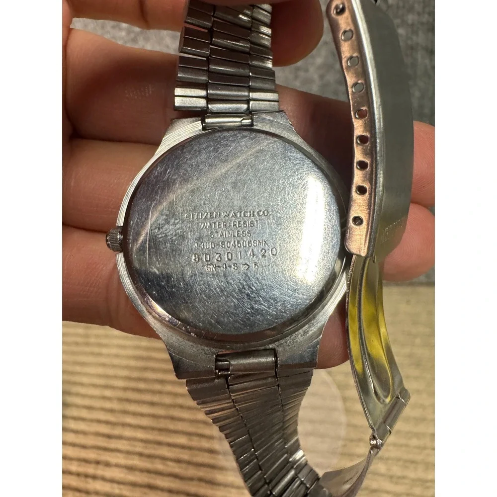 Citizen Quartz Watch Black Dial Multi-Dial Stainless Steel 4300-S04506SM Vintage